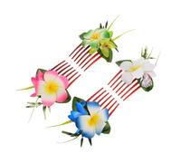 DECOMELODY 4Pcs Tropical Plumeria Hair Comb for Beach Weddings Floral Hair Accessories for Brides Fabric and Plastic for Vacations and Parties