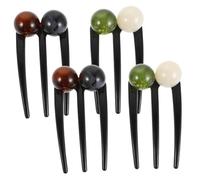 DECOMELODY 4pcs Vintage Beaded U Shaped Hair Pins Prong Chinese Hair Bun Sticks for Women Secure Updo Chignon Pins with Smooth Edges Hairstyle Accessories for Work Parties Daily Wear