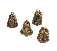 DECOMELODY 4pcs Vintage Brass Bell Hanging Ornaments Retro Unique Pendants for Keychains Handbags Backpacks Rustic Home Decor DIY Accessories