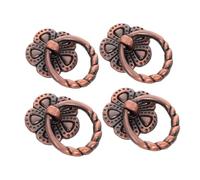 DECOMELODY 4pcs Vintage Floral Cabinet Door Pulls Zinc Alloy Retro Drawer Handles Single Hole for Dressers Cupboards Furniture Replacement Classic Design