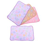 DECOMELODY 4pcs Washable Soft Pet Cage Liners 60x40cm Small Animal Bedding Blankets for Guinea Pigs Hamsters Gerbils Pink, Purple, and Coffee Bone Pattern - Reusable Warm Sleeping Mats for