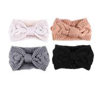 DECOMELODY 4pcs Winter Knitted Headbands with Buttons Elastic Warm Ear Warmer Headwraps for Women Cozy Crochet Turban Hairbands for Cold Weather
