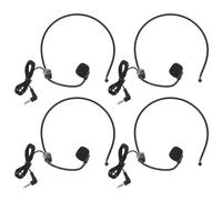 DECOMELODY 4pcs Wired Over-ear Headset Microphone with Speaker, Headworn Condenser Microphone for Singing, Teaching, Coaching, Wired Headset with Mic for Classroom and Music Recording, Black