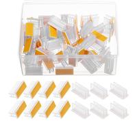DECOMELODY 50 Pcs Greetings Card Holder Acrylic Material Easy to Install Sign Display Clip Tag Holders for Settings Where Labeling is Necessary and Warehouses for Retail Sign Display Clip