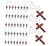 DECOMELODY 50 Sets Natural Wood Christian Cross Pendants with Chains Lightweight Prayer Charms for DIY Jewelry Baptism Decorations Easter Crafts