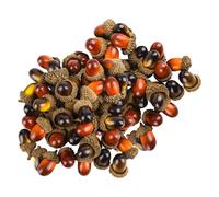 DECOMELODY 50pcs Artificial Acorn Ornaments for DIY Wreaths Garlands Home Decor in Brown and Black Reusable Plastic Acorns for Christmas Tree Hanging and Party Decoration