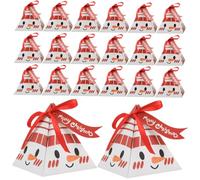 DECOMELODY 50Pcs Christmas Candy Boxes Triangle Gift Containers for Cookies Candies Multi Purpose Xmas Party Favors Decorative Snowman Face Treat Boxes for Holiday Celebration