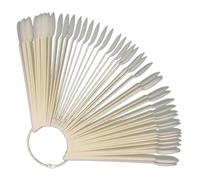 DECOMELODY 50pcs Nail Art Practice Sticks Fan-shaped Natural Color Nail Polish Sample Display Tips for Gel Polish Manicure Training Accessories