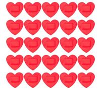 DECOMELODY 50Pcs Red Heart Shaped Adhesive Bandages for Wound Care, One-Time Use Hemostatic Patches, Lovely Waterproof Wound Bandages for Household and Travel