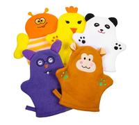 DECOMELODY 5pcs Baby Bath Wash Mitt Gloves for Infant Shower Use Soft Cotton Bath Rubbing Towels with Cute Cartoon Designs Set Random Style