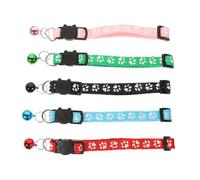 DECOMELODY 5pcs Cat Collars with Bell Soft Kitten Neck Chains Decorative Pet Collars with Breakaway Buckle for Comfortable and Safe Wear in Red Green Blue