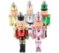 DECOMELODY 5pcs Christmas Hanging Nutcracker Soldier Ornaments, Painted Resin Nutcracker Pendants for Xmas Tree Decoration, Traditional Holiday Hanging Decorations for Home and Table