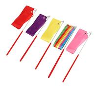 DECOMELODY 5Pcs Dancing Ribbon Streamers for Adults Soft Durable Handheld Gymnastics Wand for Dance Yoga Baton Twirling Artistic Movement