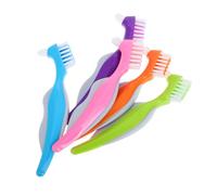 DECOMELODY 5pcs Denture Cleaning Brush Double Headed Soft Bristles for False Teeth and Dentures Mini Travel Toothbrushes for Seniors Oral Care at Home and Nursing Homes