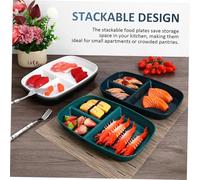 DECOMELODY 5pcs Divided Dinner Plates for Adults Portion Control Food Trays with Compartments Reusable Stackable Diet Plates in Colors Lightweight PP Serving Platters for Meal Planning and