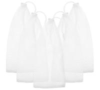 DECOMELODY 5pcs Drawstring Bird Feeder Bags 12x28cm Polyester Mesh Hexagon Sack for Wild Birds Feeding Garden Outdoor Backyard Supply
