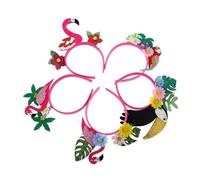 DECOMELODY 5pcs Hawaiian Luau Hairbands Tropical Beach Party Headbands with Flamingo Coconut Tree Palm Leaves Flower Designs Lightweight Comfortable Accessories for Women