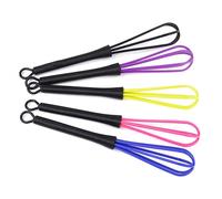 DECOMELODY 5pcs Mini Plastic Balloon Whisks with Hook Handle Handheld Salon Hair Dye Stirrer and Kitchen Mixer Tool Random Colors for Hair Coloring and Baking Random Color