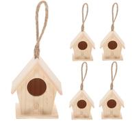 DECOMELODY 5pcs Mini Wooden Bird Houses Decorative Artificial Nest Garden Ornament Natural Craft Pendant for Easter Festival Accessory Random Color