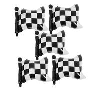 DECOMELODY 5pcs Racing Flag Balloons Black White Checkered for Car Themed Birthday Party Indoor Outdoor Versatile Racing Fans Party Supplies