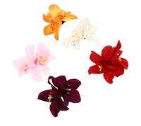 DECOMELODY 5pcs Simulated Orchid Hair Clip Dress Elegant Fake Flower Floral Hair Clips Stylish Large Wedding Pink Tropical Beach Decorative Purple