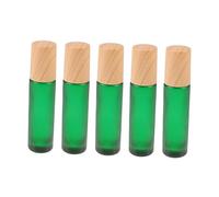 DECOMELODY 5pcs Small Empty Glass Bottles Wooden Lid Travel Spray Bottles Essential Oil Storage for Home Travel
