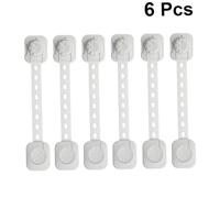 DECOMELODY 6 Pcs Adjustable Safety Locks White Belt for Cabinets Refrigerators Multipurpose Anti-Finger Trap Protection with Strong Adhesive Tape
