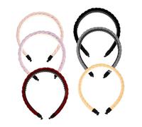 DECOMELODY 6 pcs Braided Woven Headbands for Women Fabric Hair Accessories with Comfortable Non-deforming Party Headbands in Black Blue Gray Light Yellow Beige