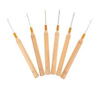 DECOMELODY 6 Pcs Latch Hook Crochet Needles for Hair Dreadlocks with Comfortable Wooden Handle and Iron Hook, Salon Dreadlock Tool Prevents Slipping for Hair Extensions and Braiding