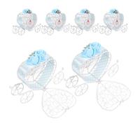 DECOMELODY 6pcs Blue Heart Shape Wedding Favor Candy Boxes European Style Romantic Pumpkin Carriage Design Metal Candy Boxes for Wedding Party Treats and Guest