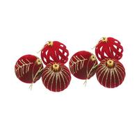 DECOMELODY 6pcs Christmas Tree Ball Ornament Baubles Christmas Decorations Globe Xmas Balls Felt Pendant Blue Glitter Giant Velvet Flock Indoor Modern Globular Artificial White Round Red