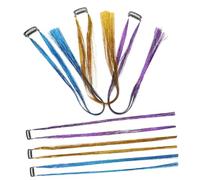 DECOMELODY 6pcs Colorful Silk Hair Tinsel Kit Glitter Strings for Hair Fairy Tinsel Clip for Braiding and Festival Extensions
