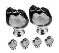 DECOMELODY 6pcs Crystal Glass Skull Cabinet Handles Screws, Grey Skeleton Drawer Pulls for Wardrobe, Dresser, Cupboard Furniture Hardware Decoration