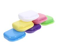 DECOMELODY 6pcs Denture Storage Boxes with Snap Lock Ventilated Mouth Guard Cases for Retainers Orthodontic Appliance Holders Plastic Color Random Random Color