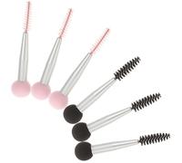DECOMELODY 6pcs Double Ended Makeup Sponge Brush for Eyebrow and Eyelash Application Soft Pink and Black Mushroom Head Applicators for Precise Blending and Styling Professional Cosmetic Tool