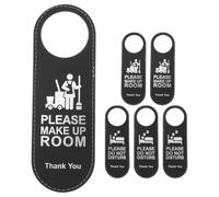 DECOMELODY 6pcs Double-sided Leather Door Hanger Signs with Do Not Disturb Please Make Up Messages Easy Hang for Hotel Office Home Use Elegant Professional Door Knob Signs