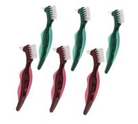 DECOMELODY 6pcs Dual Head Denture Cleaning Brush with Stiff Bristles for Seniors Portable False Teeth Care Tool for Travel Food Particle and Stain Removal Compact Oral Hygiene Brushes