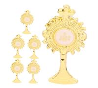 DECOMELODY 6pcs First Communion Religious Brooch Golden Cross Decorative Lapel for Catholic Celebrations and Praying Christian Attire
