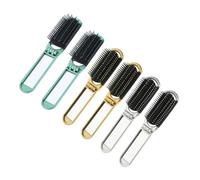 DECOMELODY 6pcs Hair Brush with Mirror Portable Detangler Comb for Travel Durable Styling Tools in Green Silver Gold for Women the Go
