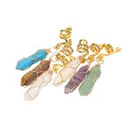 DECOMELODY 6pcs Hexagonal Natural Stone Hair Accessories for Braids Women Dreadlock Jewelry with Wire Wrapping Secure Fit Vintage Style Hair Ornaments for Ponytail Styling