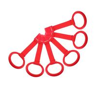 DECOMELODY 6pcs Pull Up Rings for Playpen and Crib Red Nursery Hanging Handles for Walking Exercises Arm Strength Stable Support for Early Development