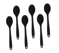 DECOMELODY 6pcs Silicone Spaghetti Spoon Kitchen Soup Spoons Soup Serving Silicone Spatula Salad Serving Utensils Tasting Noodle Black