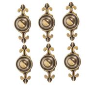 DECOMELODY 6pcs Vintage Round Drawer Knobs with Backplate Antique Brass Single Hole Cabinet Pulls for Kitchen Cupboard European Style Brass Dresser Handles and Easy to Install
