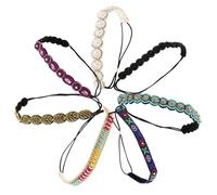 DECOMELODY 7Pcs Delicate Beaded Headbands for Women Elastic Hair Accessories in Handmade with Unique Patterns for Indoor and Outdoor Photography and Shopping