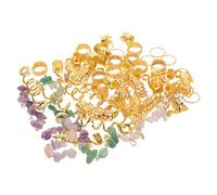 DECOMELODY 80pcs Ethnic Style Dreadlocks Hair with Natural Stone Pendants Use Braiding Jewelry for Women Vintage-inspired Hair Rings for Celebrations and Everyday Styling