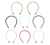 DECOMELODY 8pcs Beaded Braid Headbands for Women Synthetic Hair Plaited Wedding Accessories Elegant Braided Headpiece for Bride Events