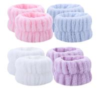 DECOMELODY 8pcs Comfortable Cloth Wrist Bands for Face Washing, Portable and Soft Towelling Wristbands with Fashionable Design, for Household Skincare and Spa Use