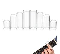 DECOMELODY 8pcs Glass Guitar Slides with Finger Covers for Acoustic and Electric Guitars Seamless Glide Rings for Warm Tone and Sustain Versatile Guitarist Accessories for Various Music