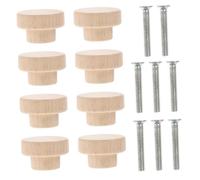 DECOMELODY 8pcs Nordic Style Wooden Drawer Pull Knobs Round Cupboard Handles Simple Dresser Pulls for Furniture Renovation Easy Install Rubberwood