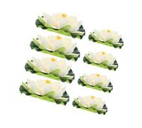 DECOMELODY 8pcs Simulated Lotus Flowers and Leaves White Floating Artificial Plants for Indoor Outdoor Ponds Aquariums Decorative Water Lilies Garden Accessories